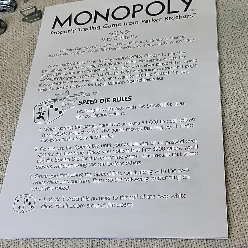 2007 Speed Die Limited‎ Edition Monopoly Hasbro